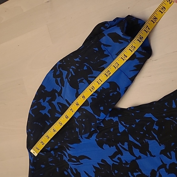 LIKE NEW VTG Unbranded Deep Blue and Black Floral Print 1980s Blazer - Picture 7 of 15